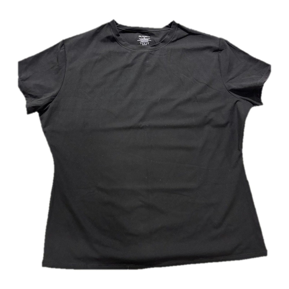Pumiey 3XL Black Womens Short Sleeve T-Shirt Casual Athleisure Slim Fit Tee